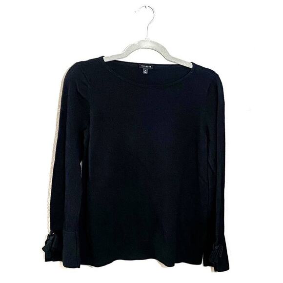 Talbots Black Long Tie Sleeve Sweater Sz S - Picture 2 of 9